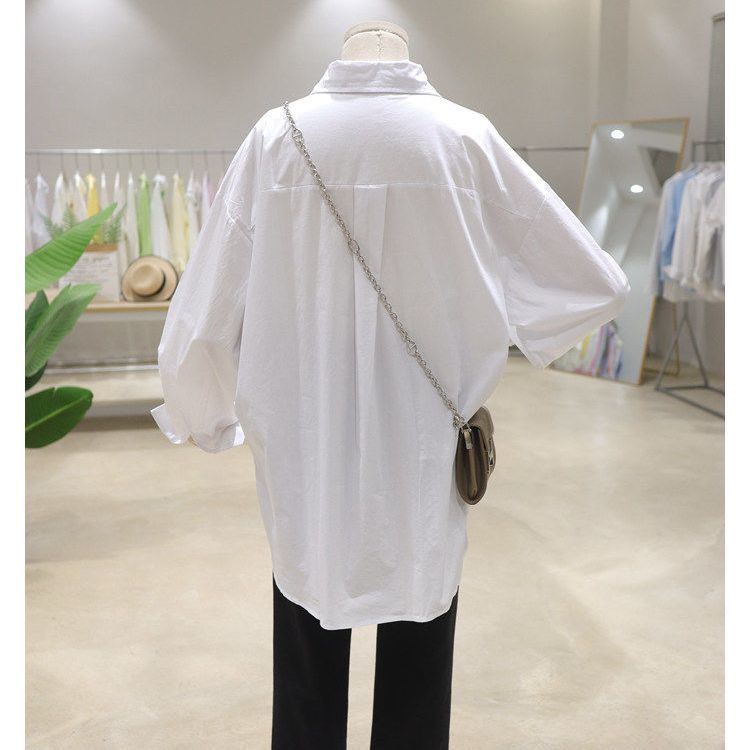 Áo Sơ Mi Cotton Tay Dài Dáng Rộng In Hình Gấu Hoạt Hình Phong Cách Hàn Quốc Thời Trang Xuân Thu Cho Nữ