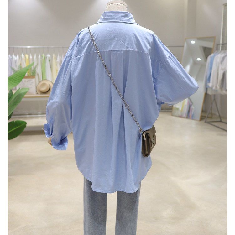 Áo Sơ Mi Cotton Tay Dài Dáng Rộng In Hình Gấu Hoạt Hình Phong Cách Hàn Quốc Thời Trang Xuân Thu Cho Nữ