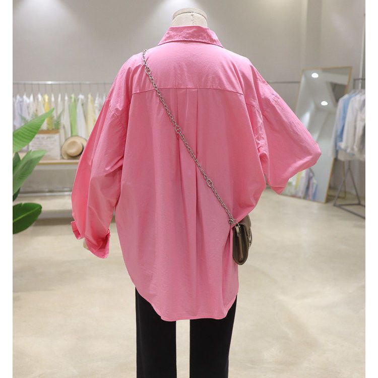 Áo Sơ Mi Cotton Tay Dài Dáng Rộng In Hình Gấu Hoạt Hình Phong Cách Hàn Quốc Thời Trang Xuân Thu Cho Nữ