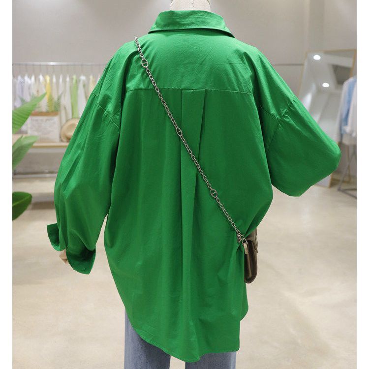 Áo Sơ Mi Cotton Tay Dài Dáng Rộng In Hình Gấu Hoạt Hình Phong Cách Hàn Quốc Thời Trang Xuân Thu Cho Nữ