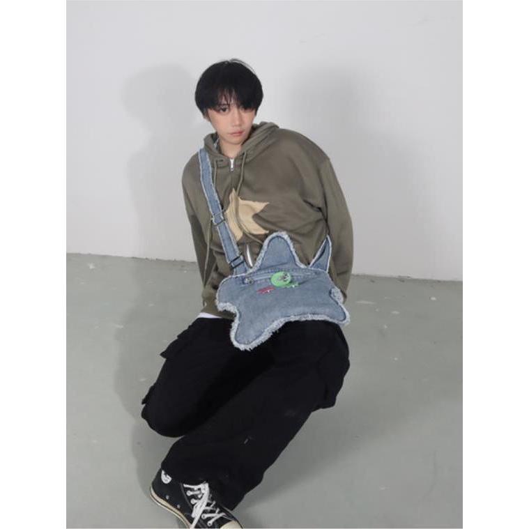 Hàng Mới Về Mới Túi Xách denim Họa Tiết Ngôi Sao Thời Trang Cho Nam Và Nữ