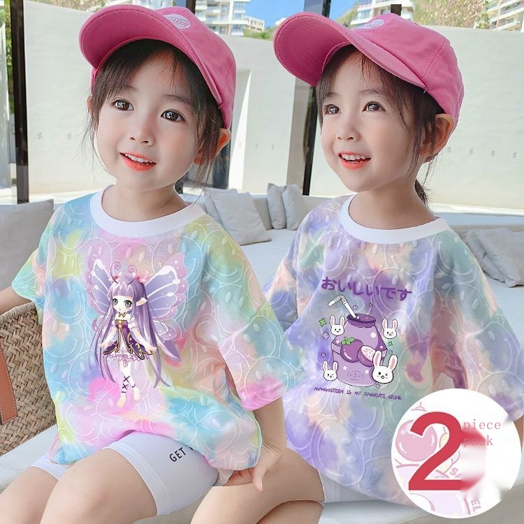 Set Đồ Mùa Hè 2 Món Gồm Áo Thun Tay Cộc In Họa Tiết Nhiều Màu Sắc Phong Cách Mới Cho Nữ Sinh Tiểu Học