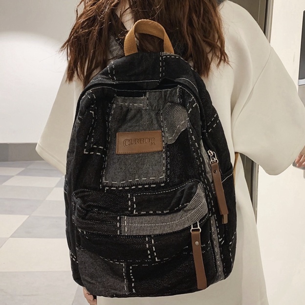 Ba Lô Vải denim Thời Trang Hàn Quốc Dành Cho Học Sinh