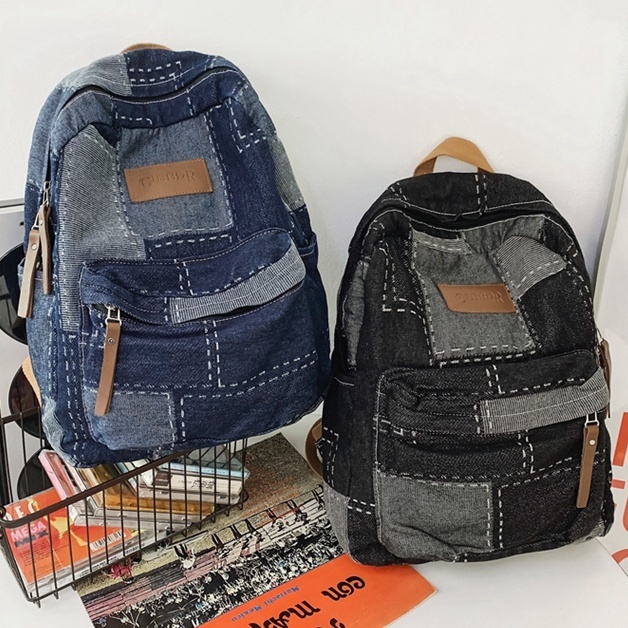 Ba Lô Vải denim Thời Trang Hàn Quốc Dành Cho Học Sinh