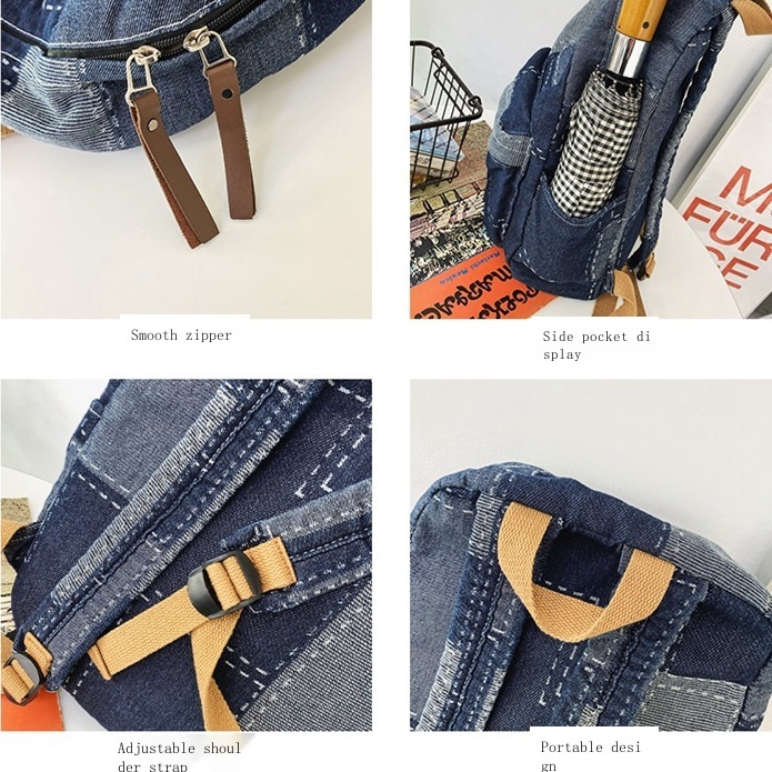 Ba Lô Vải denim Thời Trang Hàn Quốc Dành Cho Học Sinh