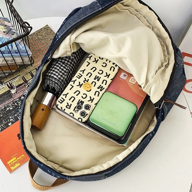 Ba Lô Vải denim Thời Trang Hàn Quốc Dành Cho Học Sinh