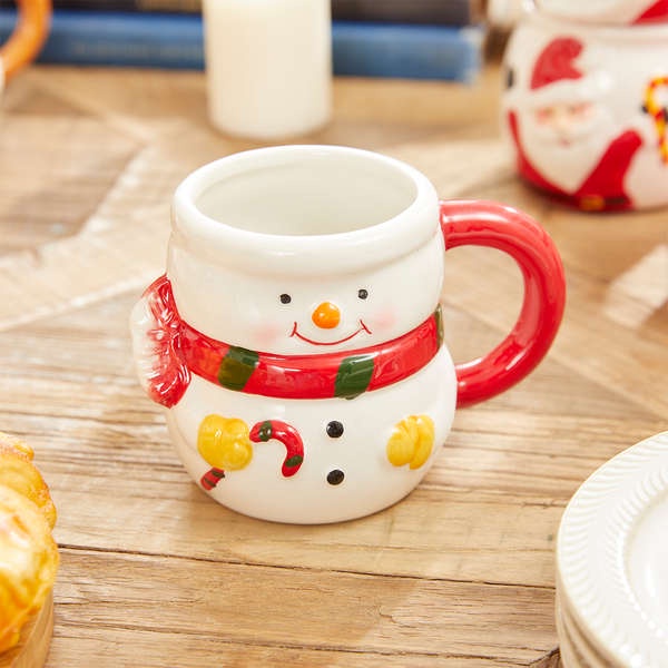 Cốc Sứ Uống Cà Phê Hình Ông Già Noel Vẽ Tay Ba Chiều Sáng Tạo