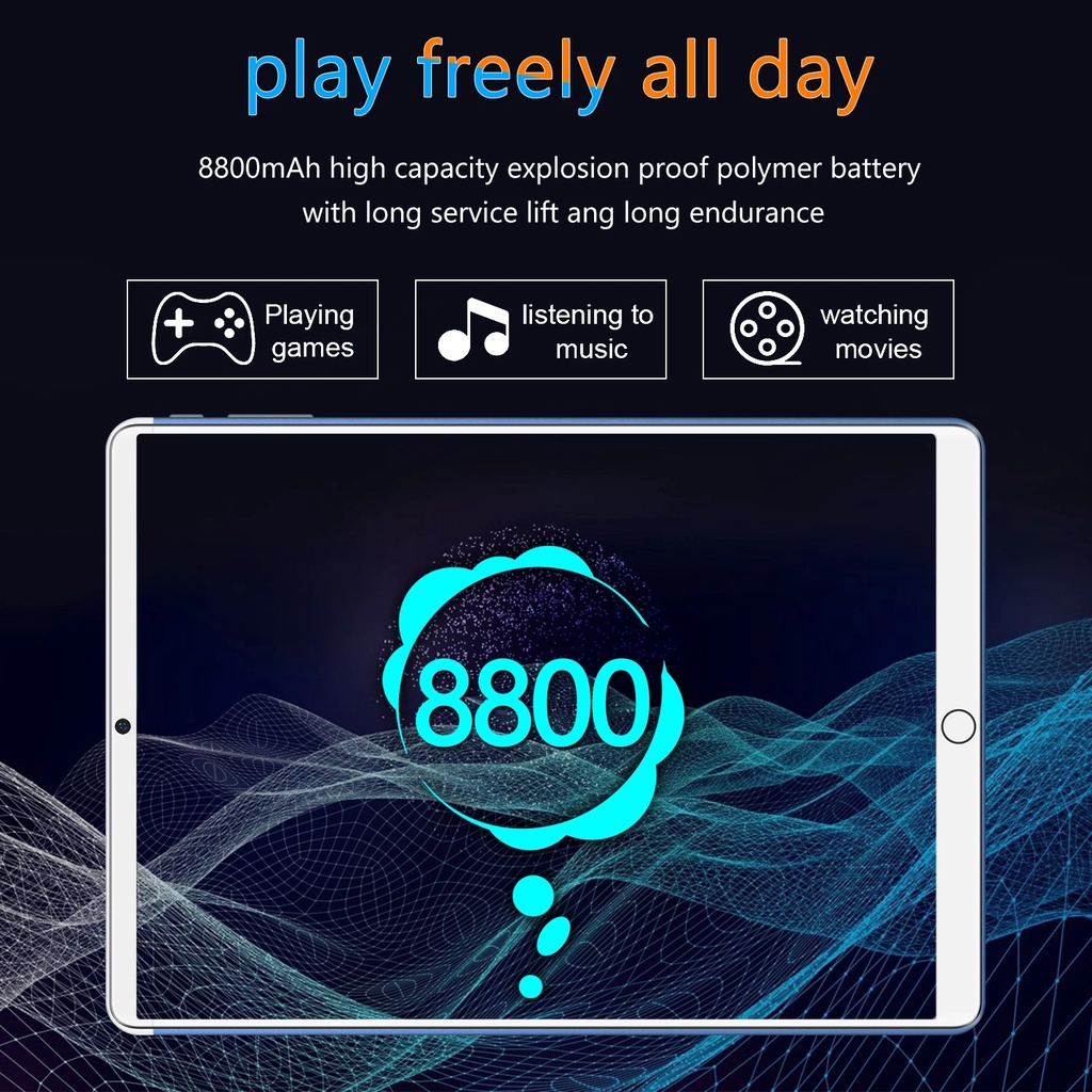 Tablet pad 4k màn hình lớn 10 inch android 10.0  dualsim 2.4g / 5g wifi