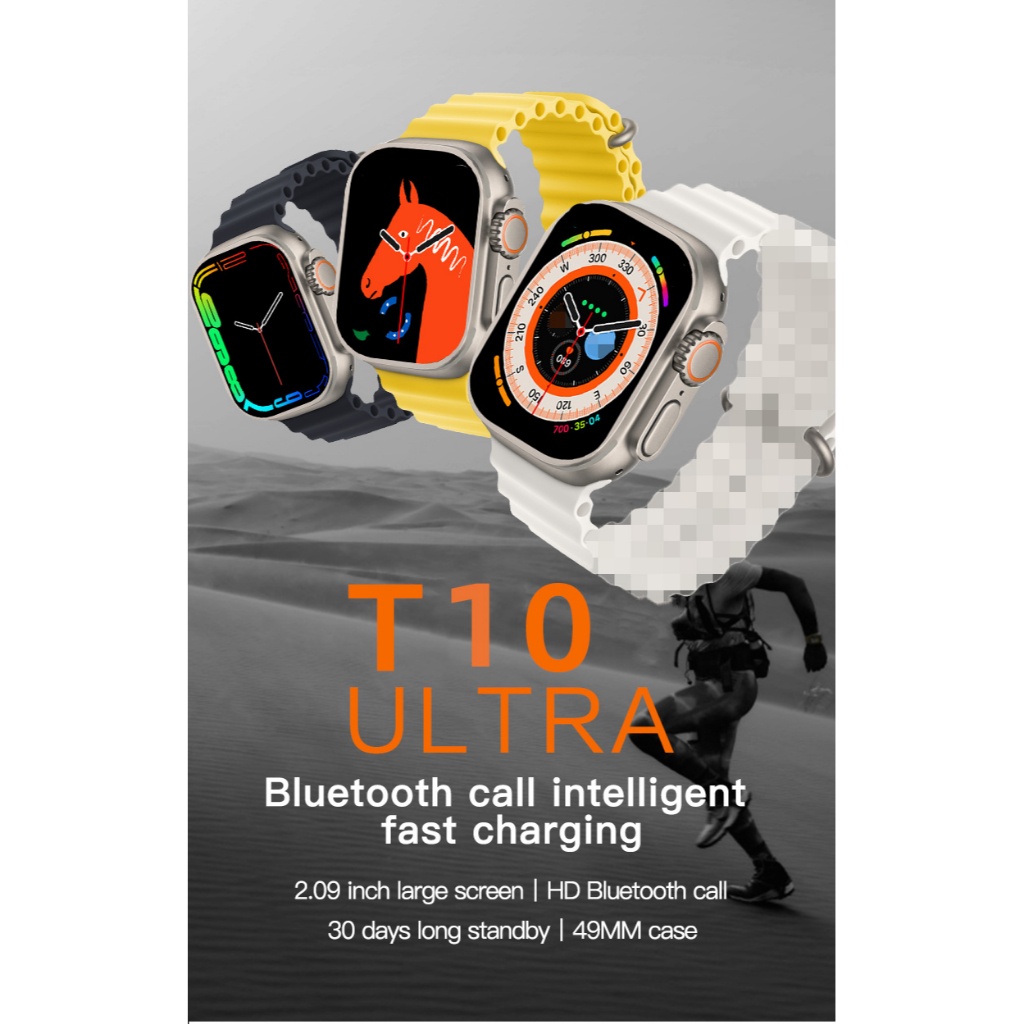 Đồng hồ thông minh smartwatch t10 ultra 2023 dòng mới 8 đồng hồ thông minh 2.09 inch hd 49mm bluetooth với máy tính sạc không dây cho nam
