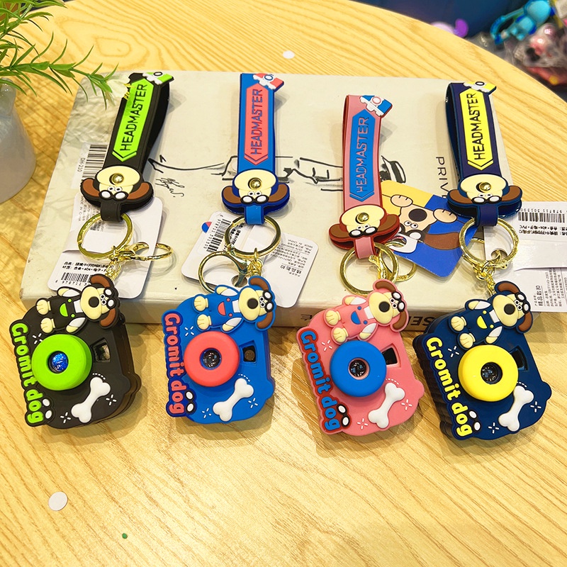 Móc Khóa Hình Máy Ảnh Vải denim Dạ Quang Dễ Thương