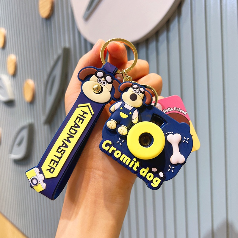 Móc Khóa Hình Máy Ảnh Vải denim Dạ Quang Dễ Thương