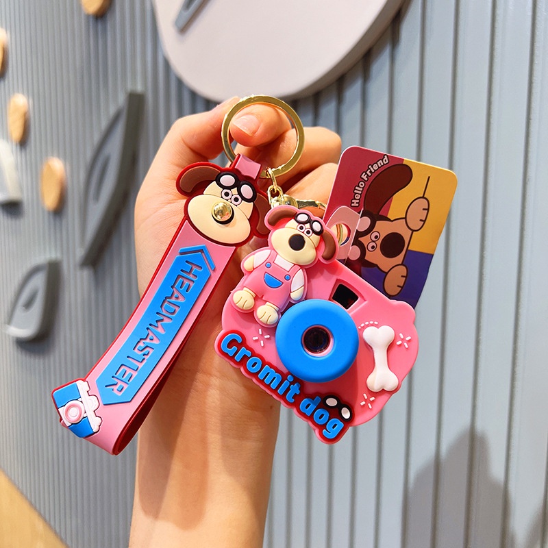 Móc Khóa Hình Máy Ảnh Vải denim Dạ Quang Dễ Thương