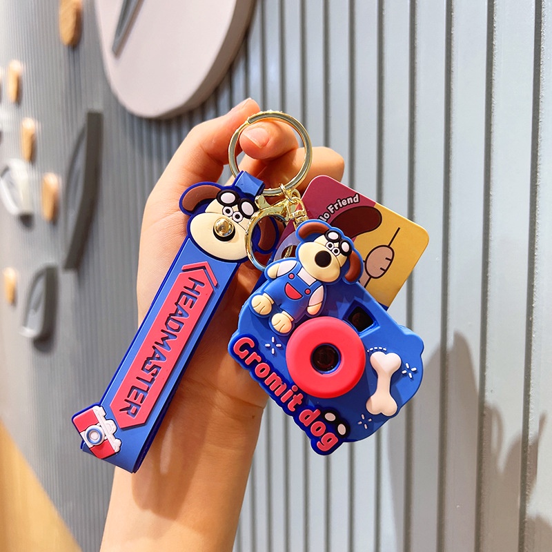 Móc Khóa Hình Máy Ảnh Vải denim Dạ Quang Dễ Thương