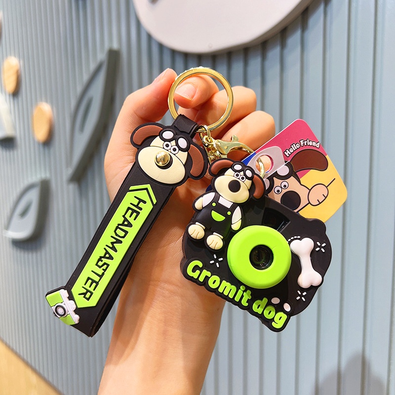 Móc Khóa Hình Máy Ảnh Vải denim Dạ Quang Dễ Thương