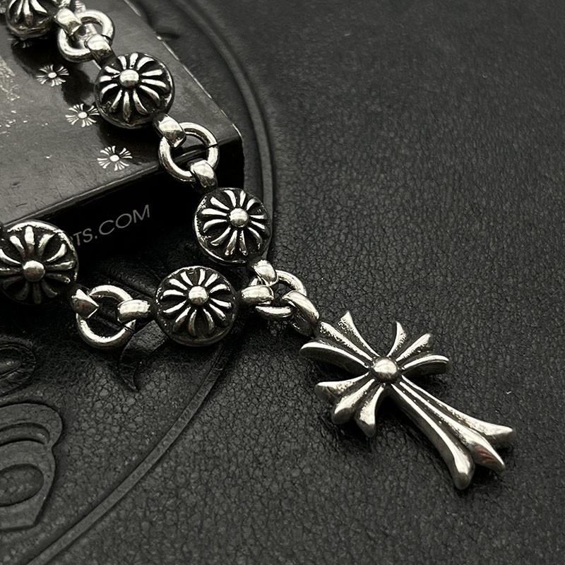 CHROME HEARTS Vòng Tay Mạ Bạc 925 Mặt Thánh Giá Phong Cách hip hop Thời Trang