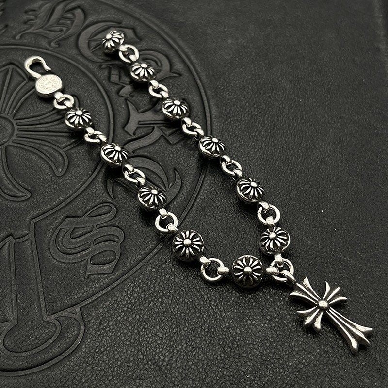 CHROME HEARTS Vòng Tay Mạ Bạc 925 Mặt Thánh Giá Phong Cách hip hop Thời Trang
