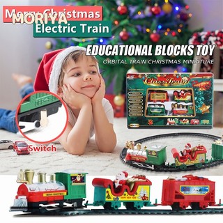 Christmas Electric Train Toy Racing Cars With Music Santa Claus Christmas Tree Decoration Model Gift