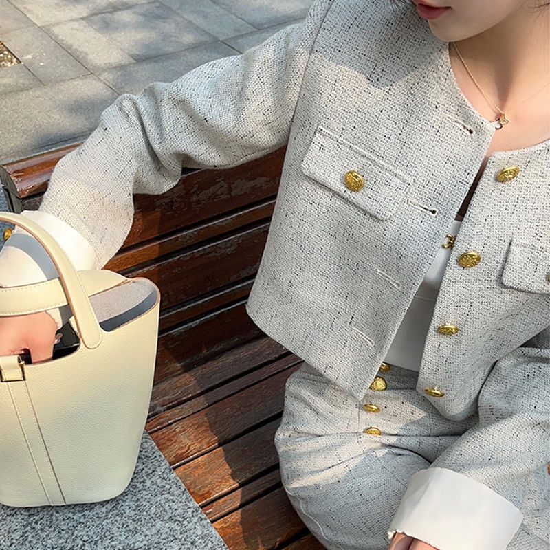 Bộ Áo Khoác Vest Dài Tay Phối Quần Dài Phong Cách Pháp Thời Trang Mùa Thu 2023 Mới Cho Nữ