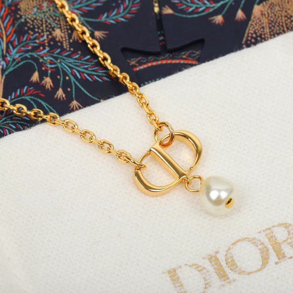 Dior Vòng cổ Ngọc Trai Hình Chữ Cái Sang Trọng Cho Nữ