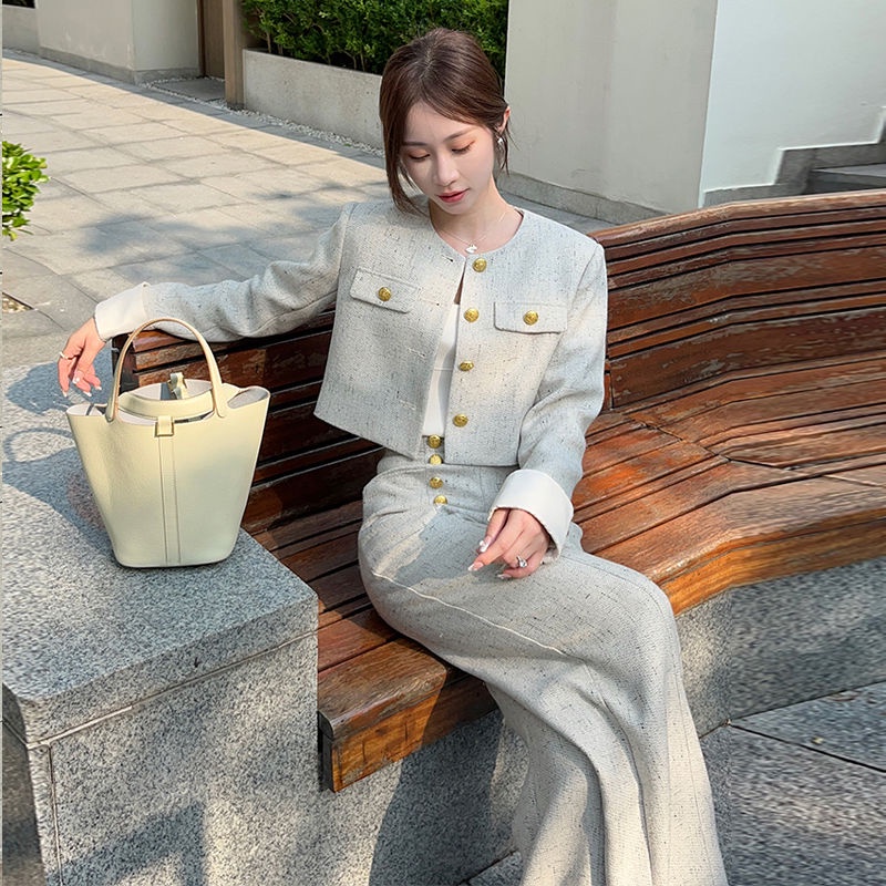 Bộ Áo Khoác Vest Dài Tay Phối Quần Dài Phong Cách Pháp Thời Trang Mùa Thu 2023 Mới Cho Nữ