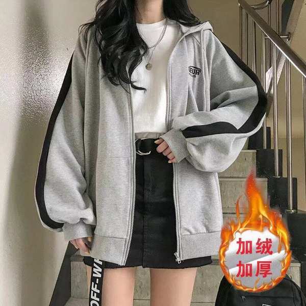 Áo Khoác sweater Phối Nhung Dày Dặn Thời Trang Thu Đông Cho Bé Gái 16-15 - 14-12 Tuổi / 13 Tuổi