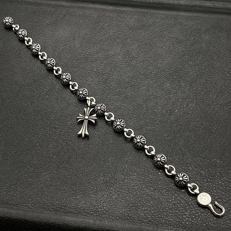 CHROME HEARTS Vòng Tay Mạ Bạc 925 Mặt Thánh Giá Phong Cách hip hop Thời Trang