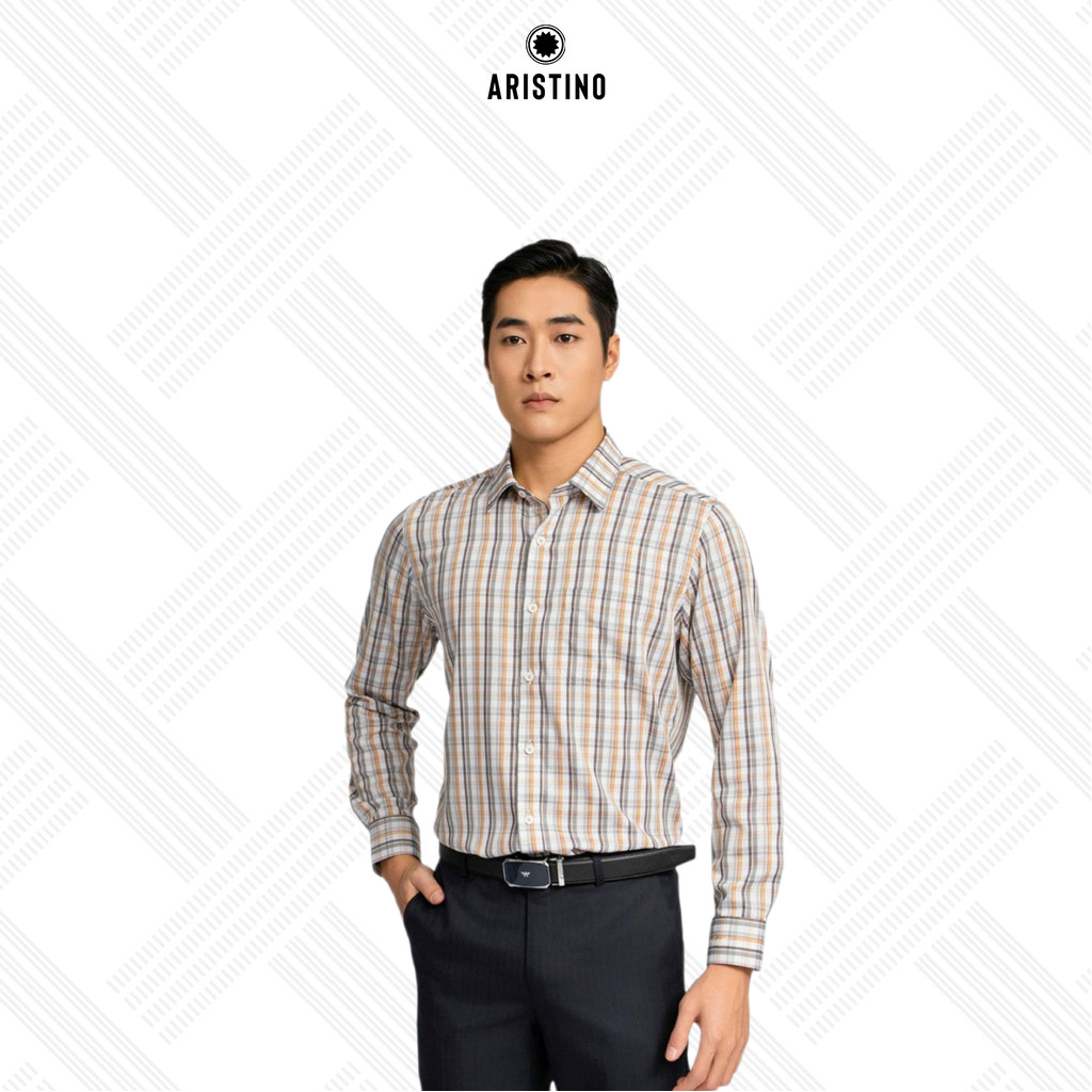 ARISTINO Áo Sơ Mi Kẻ Nam Dài Tay Bamboo ALS1680Z Regular Fit Kẻ Nhỏ Dobby Thoáng Mát Thấm Hút Tốt
