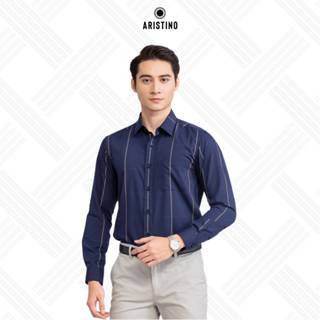  ÁO SƠ MI DÀI TAY ARISTINO MÀU XANH TÍM THAN KẺ NÂU ALS19202 