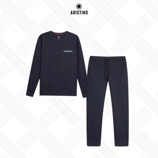  Bộ đồ thu đông nam ARISTINO áo cổ tròn hình in trẻ trung ấn tượng chất co giãn,thoải mái ALH010W2 