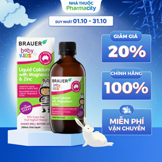 Siro BRAUER Kids Liquid Calcium with Magnesium & Zinc hỗ trợ xương & răng chắc khỏe (200ml)