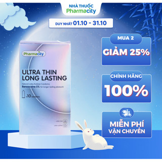 Bao Pharmacity cao su Ultra thin Long Lasting N (Hộp/10 cái)