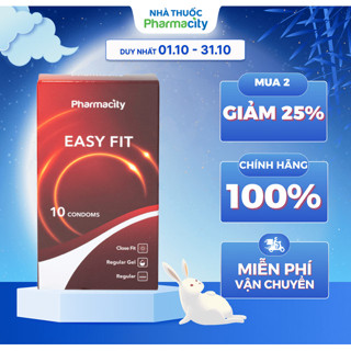 Pharmacity Bao cao su Easy Fit ôm sát vừa vặn (10 cái/hộp)