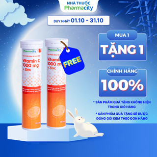 Viên sủi Pharmacity Vitamin C 1000mg + Zinc hỗ trợ tăng cường sức khỏe, nâng cao đề kháng (20 viên)