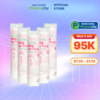 Combo 5 gói Bông tẩy trang tròn Pharmacity Cotton Puffs (Túi 90 miếng) - New