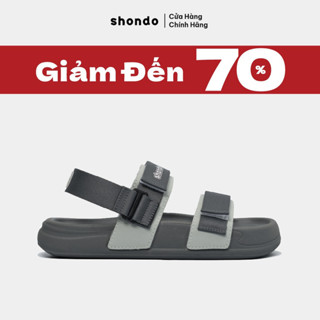 Giày Sandal Nam Nữ Đế Bánh Mì Platy 5 SHONDO Êm Ái, Thời Trang Phối Khoen Gài Màu Xám Đậm PL52420