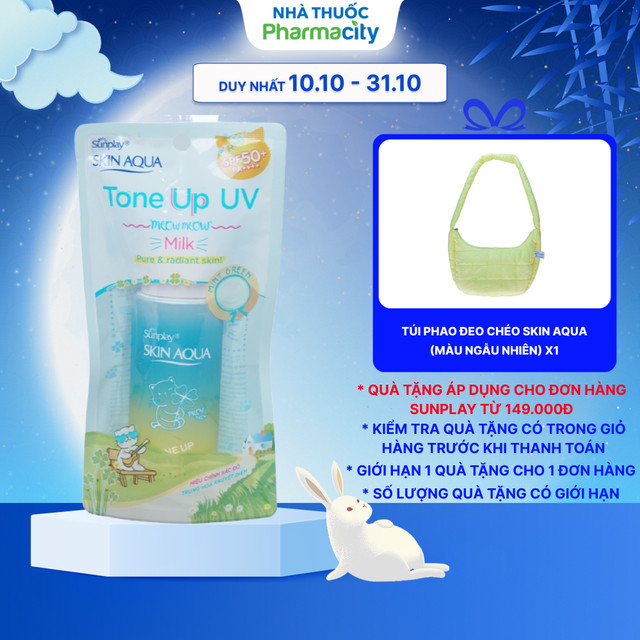 Sữa chống nắng SUNPLAY Skin Aqua Tone Up hiệu chỉnh sắc da màu xanh SPF50+/PA++++ (Chai 50g)