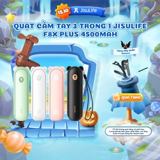 Quạt Cầm Tay 3 in 1 JISULIFE F8X Plus 4500mAh Tích Hợp Sạc Dự Phòng - Đèn Pin Siêu Sáng Bảo Hành 12 tháng