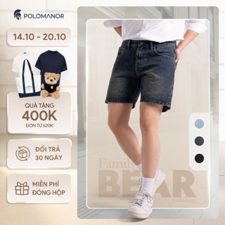 [NEW T9] Quần short jean nam ống rộng POLOMANOR, form Regular thoải mái, dễ mặc dễ phối