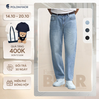 Quần jean nam ống rộng POLOMANOR, BST THE REAL JEANS, form Straight thoải mái, dễ mặc dễ phối