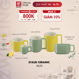 Cốc gốm sứ cao cấp STAUB Ceramic màu Citron/Eucalyptus - Espresso/Cappucino/Latte/Mug/Breakfast