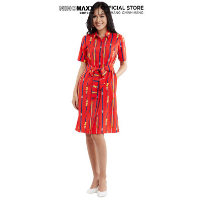 [CÒN SIZE S] N&M Đầm nữ cổ sơ mi thắt eo in hoạ tiết 2009015