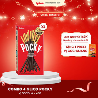  Combo 4 hộp Bánh que Glico Pocky vị Socola 40gr 