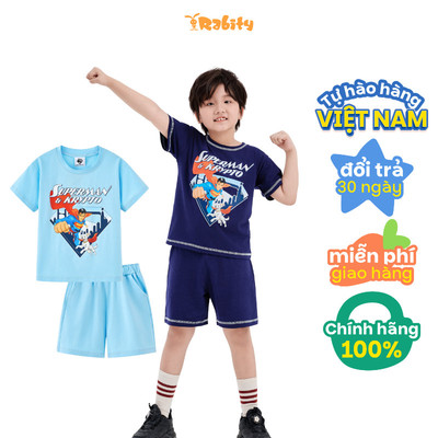   Đồ bộ thun tay ngắn Superman DC bé trai Rabity 160.004
