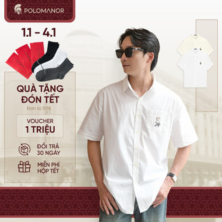   NEW  Áo sơ mi nam tay ngắn cao cấp HALLER BST FAMILY BEAR Chất liệu Poplin mịn mát - POLOMANOR 