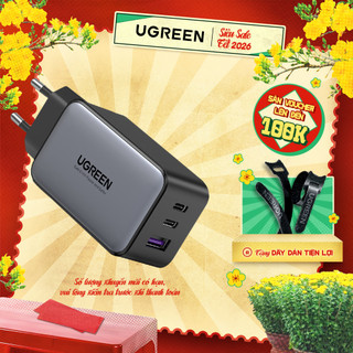  Củ sạc nhanh 65W Nexode UGREEN CD244 | 3 cổng Sạc Nhanh | Công nghệ GaN II | BH 18 tháng 