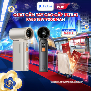  Quạt Cầm Tay Cao Cấp JISULIFE Ultra1 FA55 18W 9000mAh Sạc Nhanh - Đèn LED Hiển Thị - Sử Dụng 1H-6H | Bảo Hành Chính Hãng 
