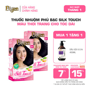   LIVE  Combo 2 Thuốc Nhuộm Tóc Phủ Bạc Tại Nhà Bigen Silk Touch - Phủ Bạc Thảo Dược Màu Thời Trang Dưỡng Tóc Mềm Mượt 