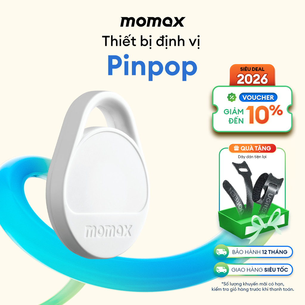 Thiết Bị Định Vị MOMAX Pinpop Lite BR10 | Báo Động 2 Chiều | Pin CR2032 Sử dụng 12 Tháng | Bảo hành 