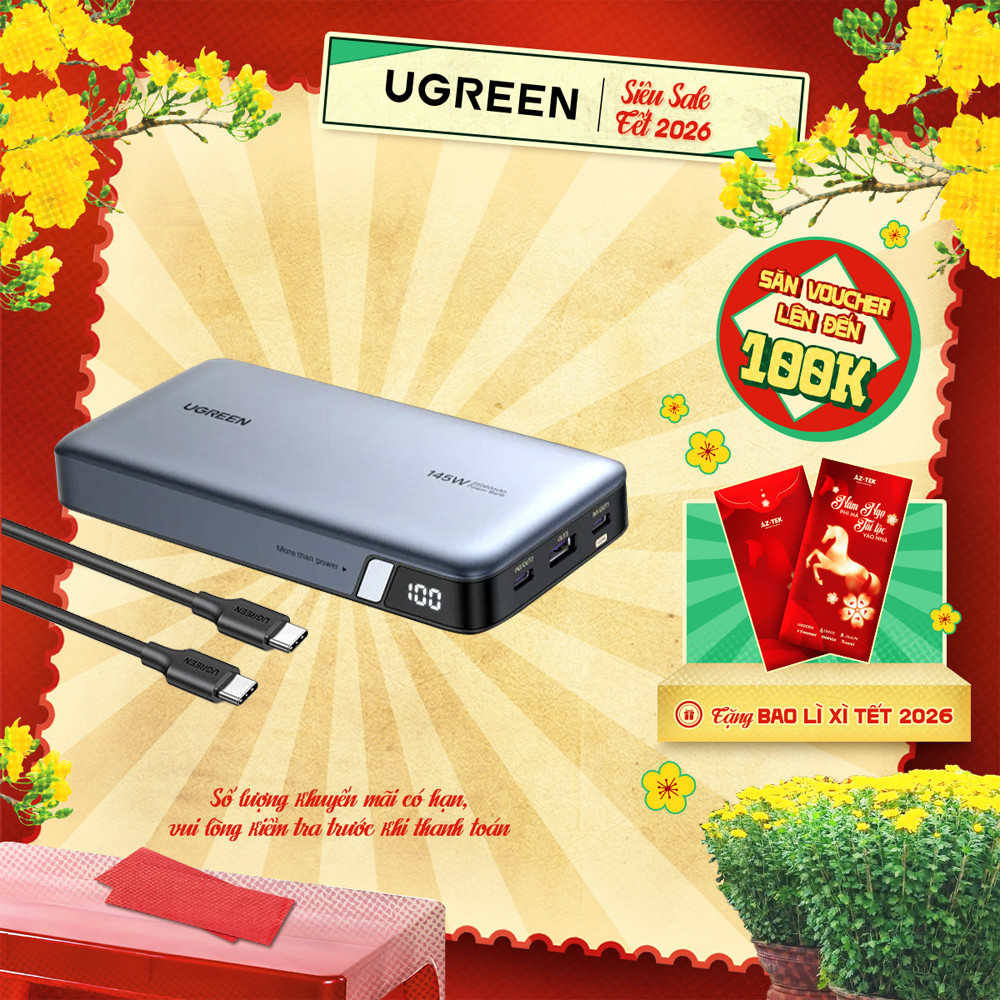 Pin sạc dự phòng Ugreen 10000mAh - 25000mAh | Sạc nhanh 100W - 200W | Chính hãng - Bảo hành 18 tháng