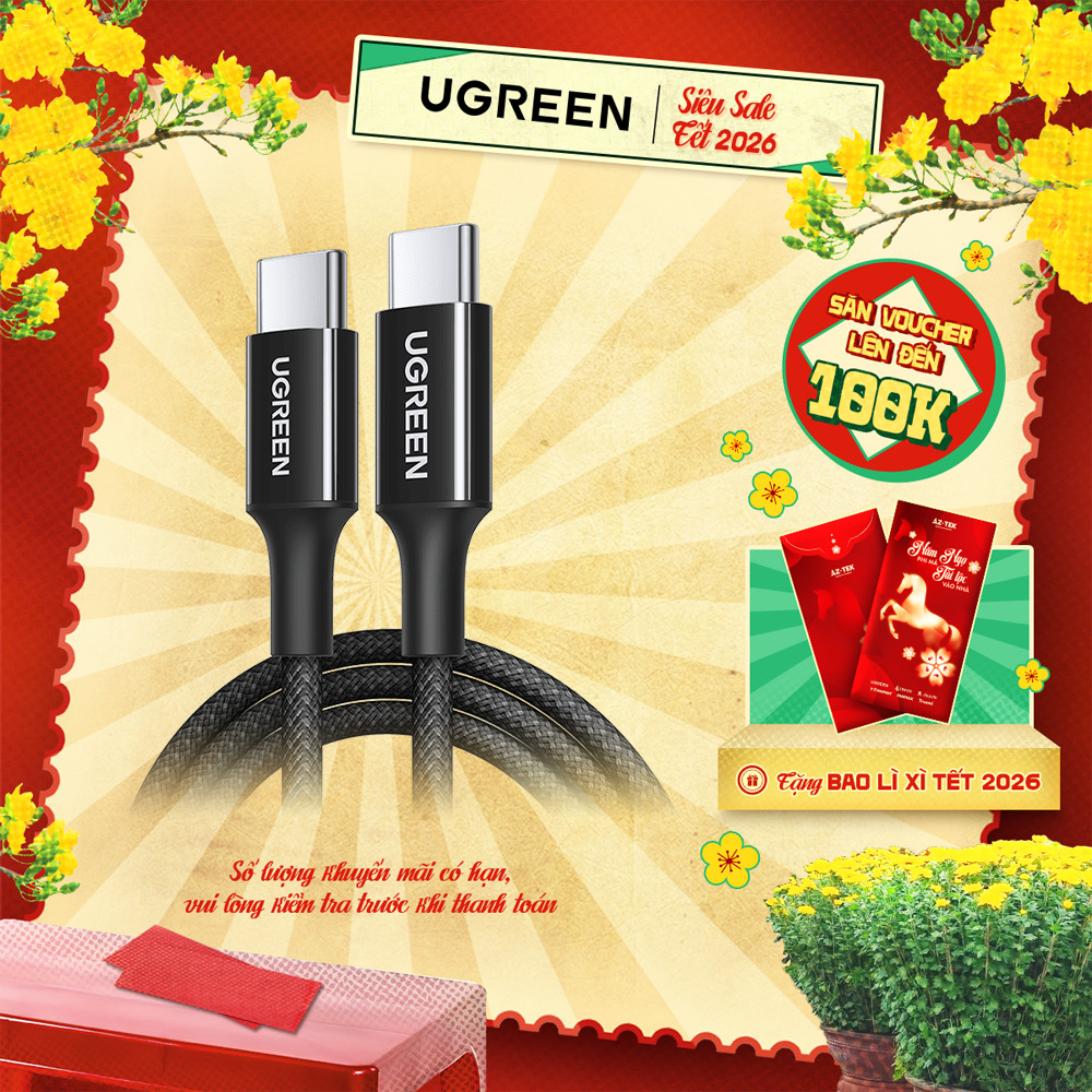 Cáp sạc nhanh USB-C 60W Ugreen L501 | Sạc nhanh dòng 3A | Tốc độ truyền tải 480Mbps | Bảo Hành 18 th